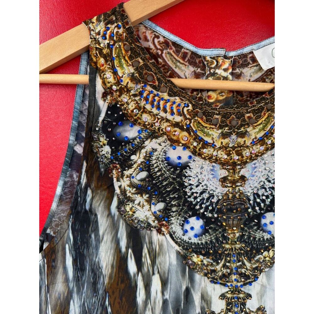 Camilla Swarovski Crystals 100% Silk Sleeveless Gorgeous Top Size 1 Small Excell - Picture 2 of 14
